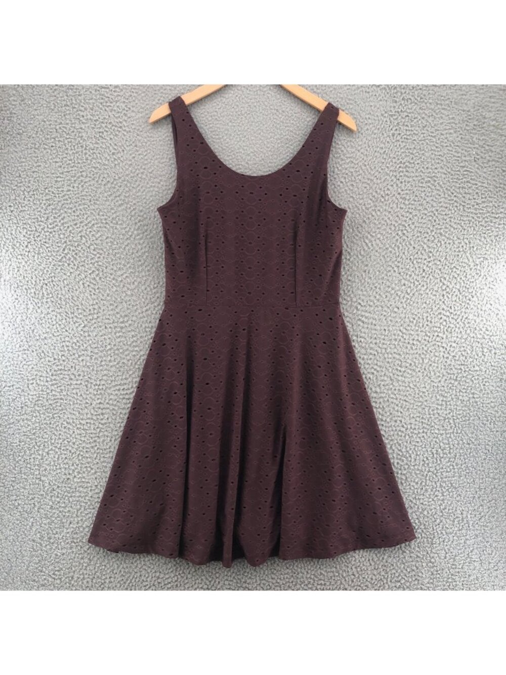 LOFT Dress Womens Small Purple Eyelet Lace Cutout Bow Stretch Mini Sleeveless